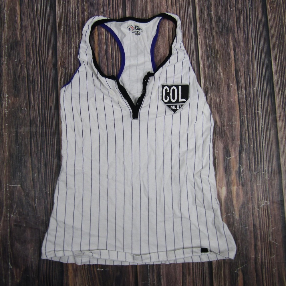 Colorado Rockies Shirt Womens Small White Purple MLB Baseball Tank Top New Era